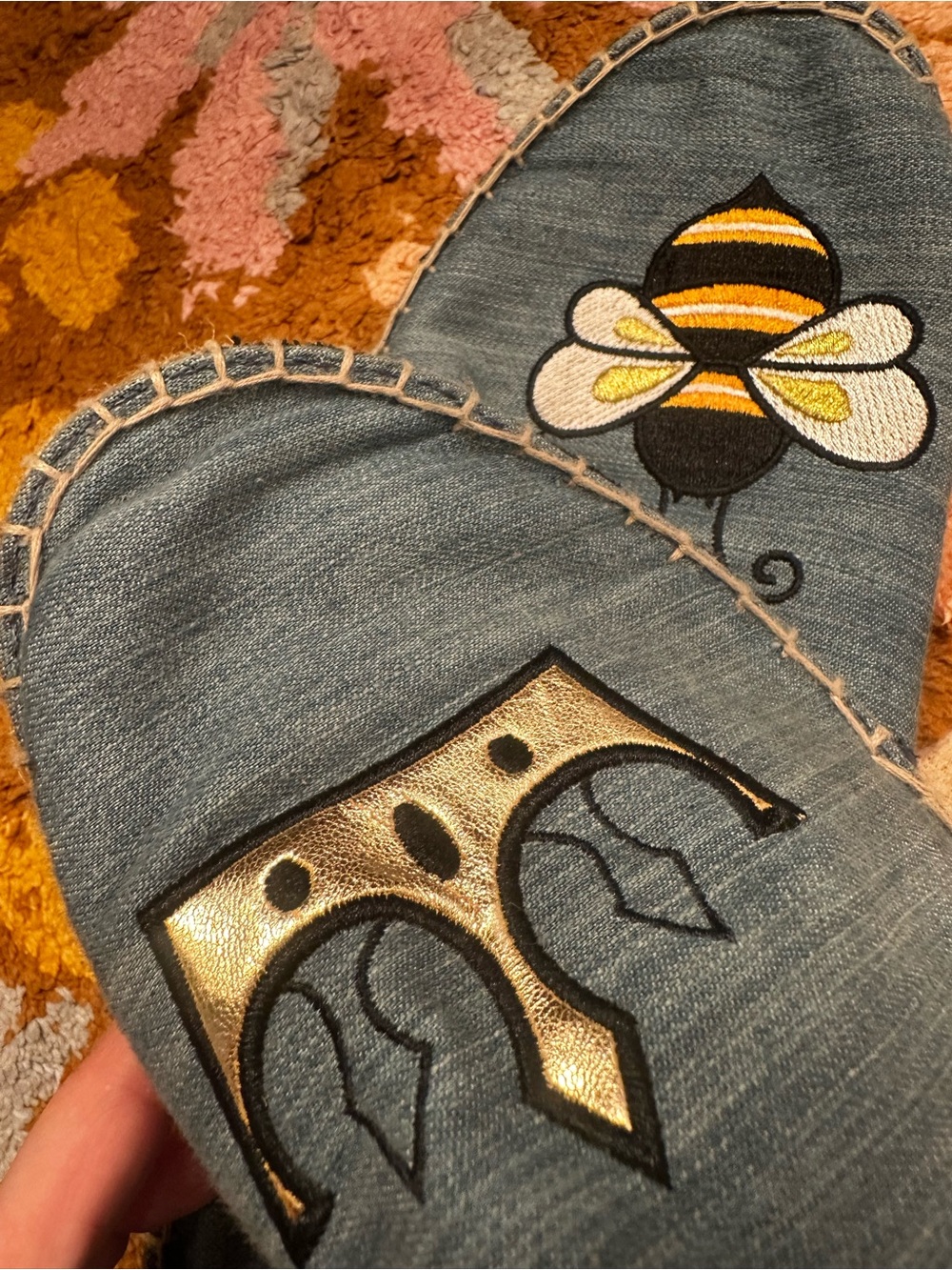 Circus by Sam Edelman Bee & Crown Espadrille Flats Denim Blue Sz 9.5 Embroidered - Picture 2 of 10
